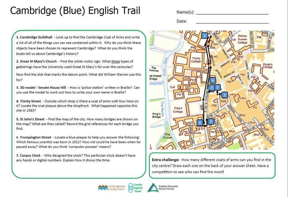 Image slider showing sample of Cambridge English Trail (Blue) - Question sheet for children