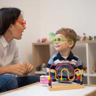 Adult interacting with child