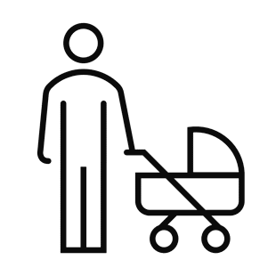 Person with pram outline