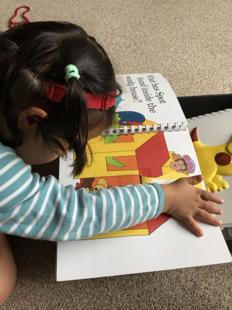 A child looking at a book