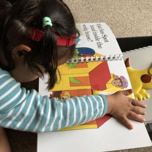 A child looking at a book