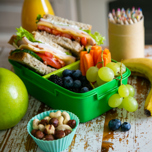 packed lunch box full of health food