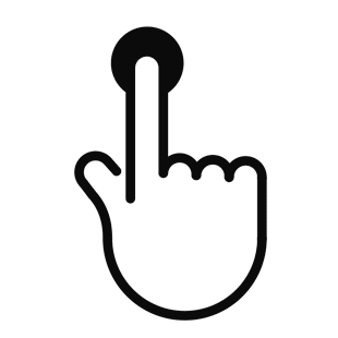 backhand with the index finger extended upwards pushing a button
