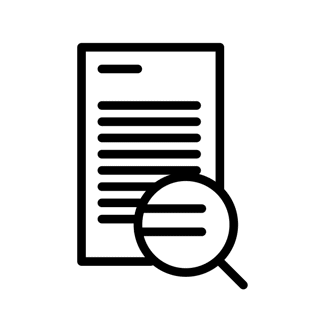 document with horizontal lines of text overlaid by a magnifying glass