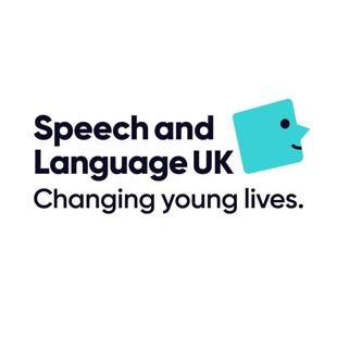 A logo with bold navy text, that reads “Speech and Language UK, Changing young lives.” beside a turquoise speech-bubble icon.