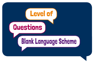 A blue rectangular speech bubble with text