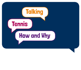 A blue rectangular speech bubble with text