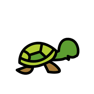 A green turtle with brown legs