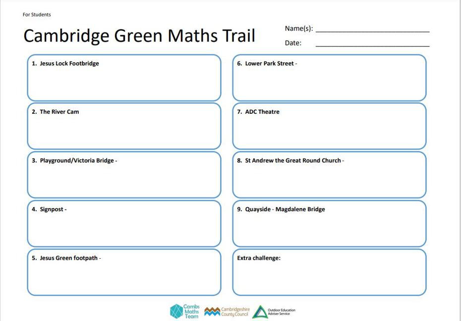 Image of a sample maths trail answer sheet