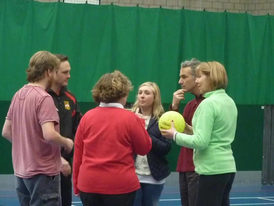 Adult group with a ball